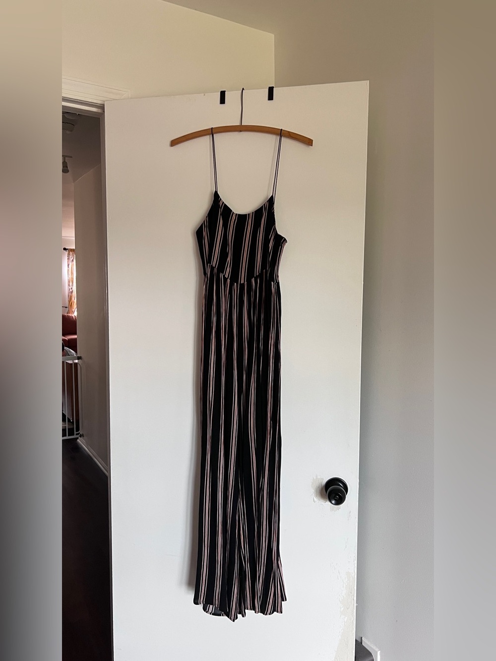 Etophe Studios Striped Black and Tan Spaghetti-Strap Jumpsuit